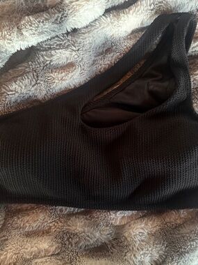 PINK Victoria's Secret Textured Black one shoulder Bikini Top